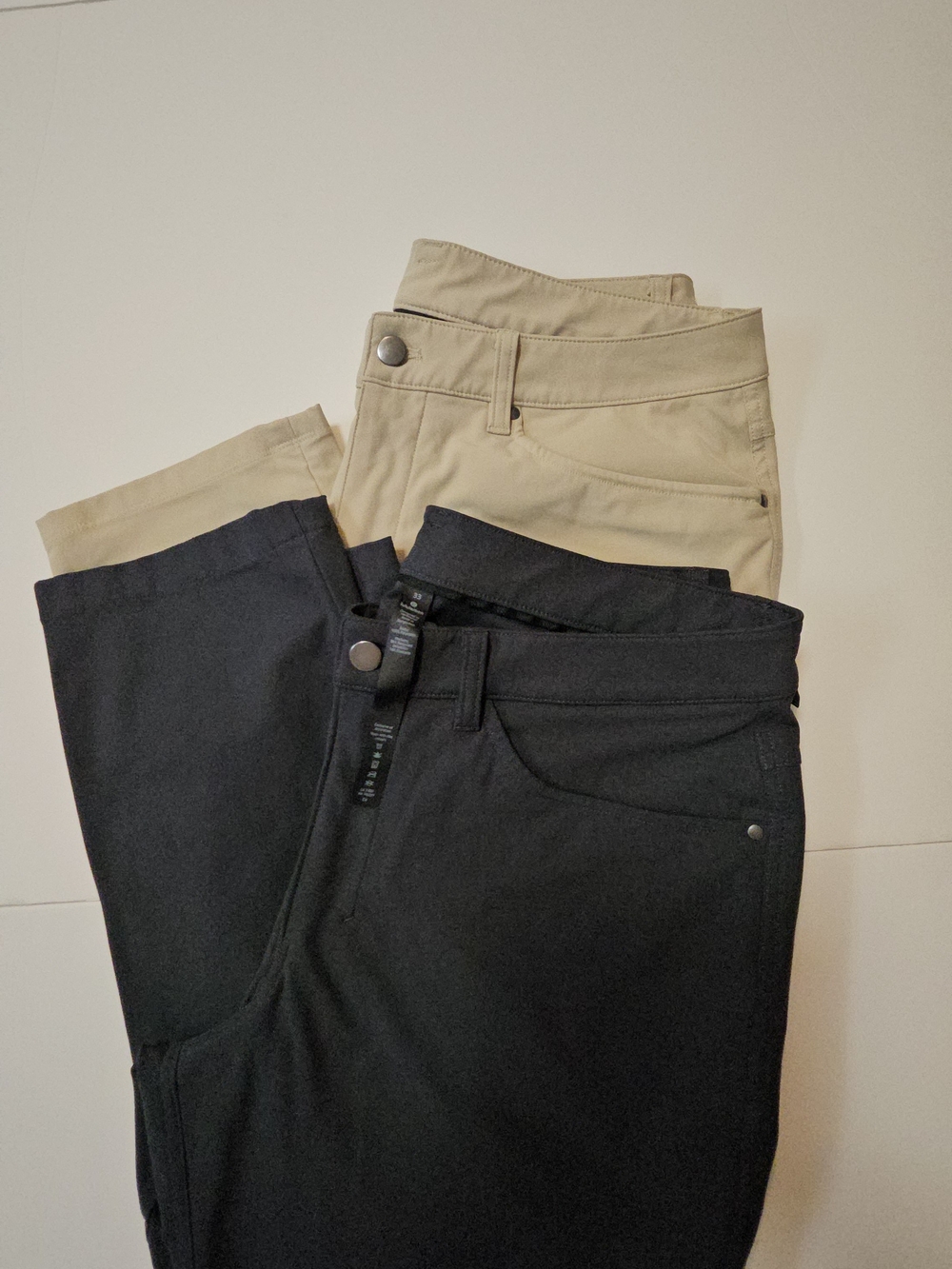 Lululemon ABC Pant 5-Pocket Bundle 33x32 Dark Grey Obsidian & Trench Beige Set 2 - Picture 6 of 17